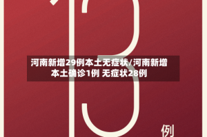 河南新增29例本土无症状/河南新增本土确诊1例 无症状28例