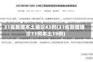 31省新增本土确诊43例(31省新增确诊33例本土19例)
